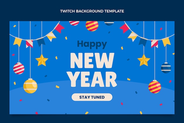 Flat new year twitch background