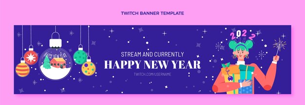 Flat new year twitch banner