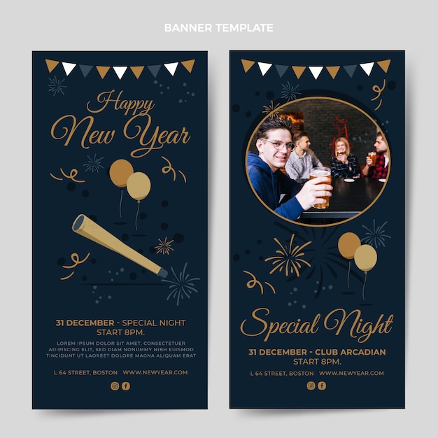 Flat new year vertical banners set