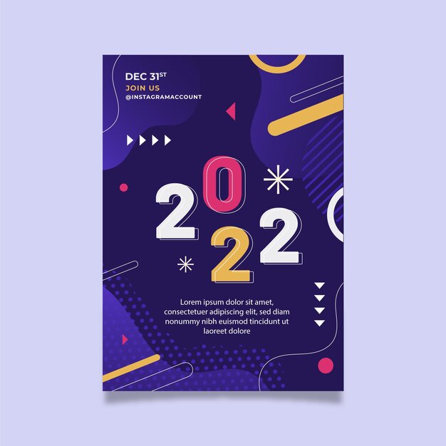 Flat new year vertical poster template