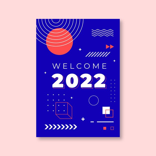 Flat new year vertical poster template