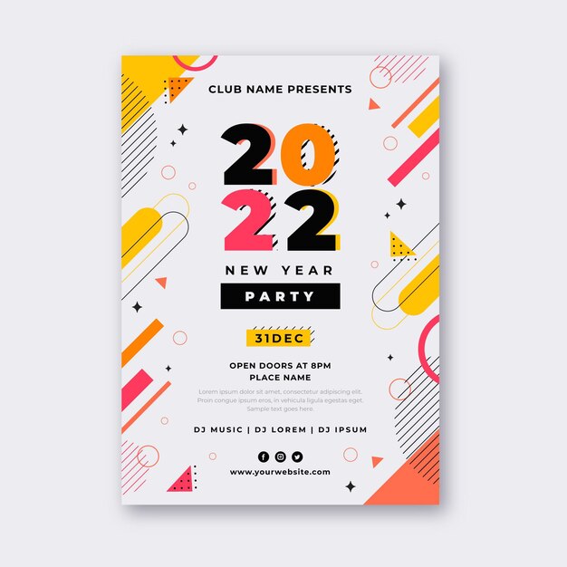 Flat new year vertical poster template