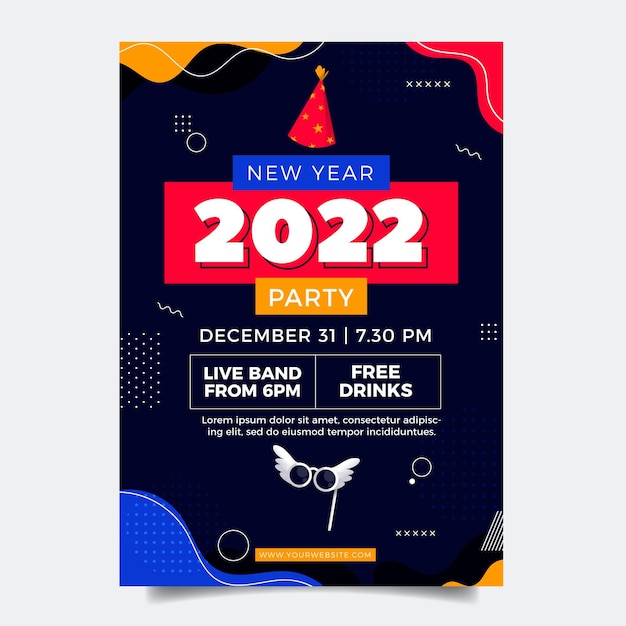 Flat new year vertical poster template