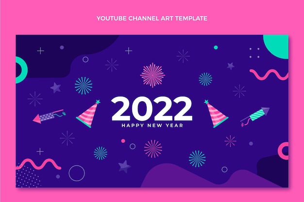 Flat new year youtube channel art