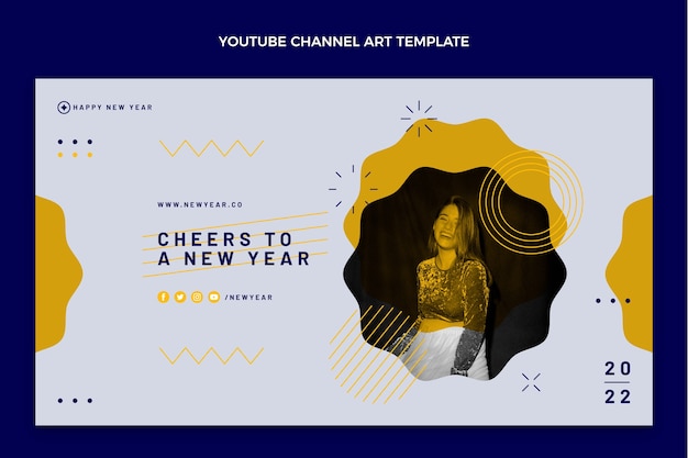 Free Vector flat new year youtube channel art