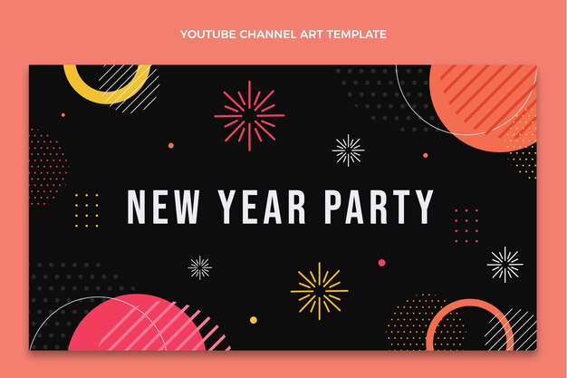 Flat new year youtube channel art