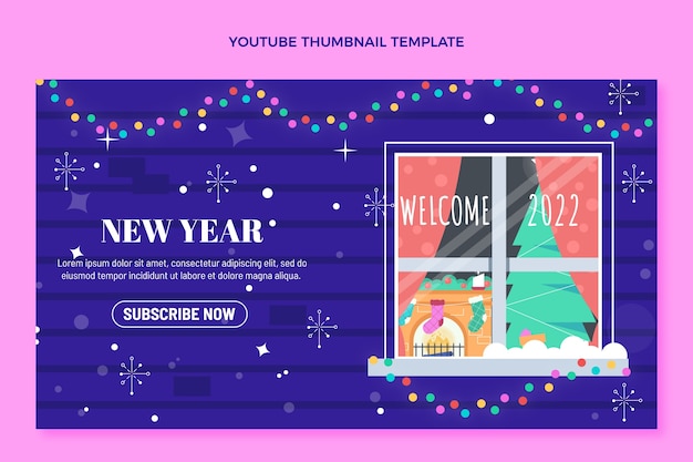 Flat new year youtube thumbnail