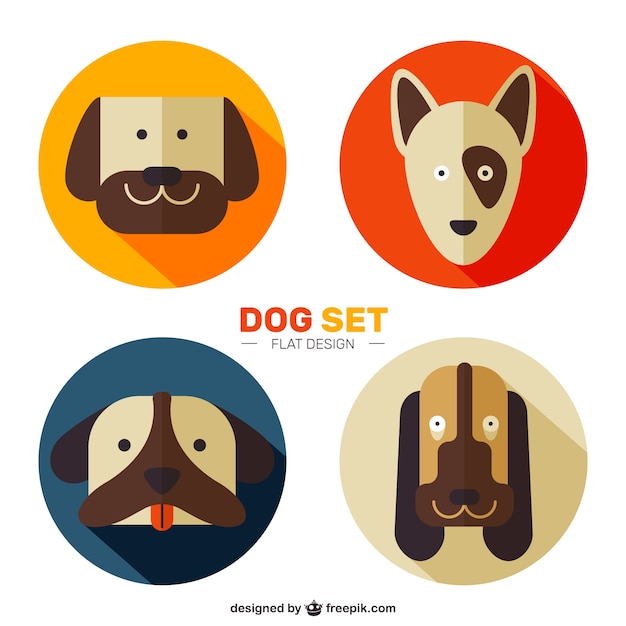 Free Vector flat nice dog set