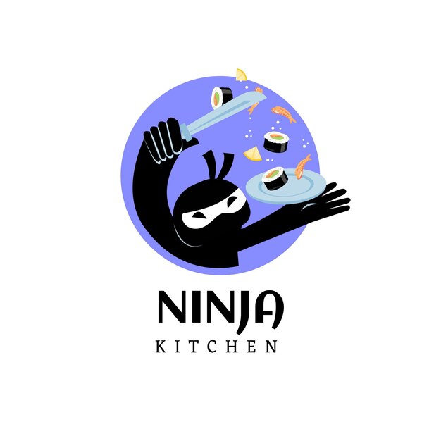 Flat ninja logo template