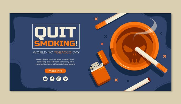 Flat no tobacco day horizontal banner template