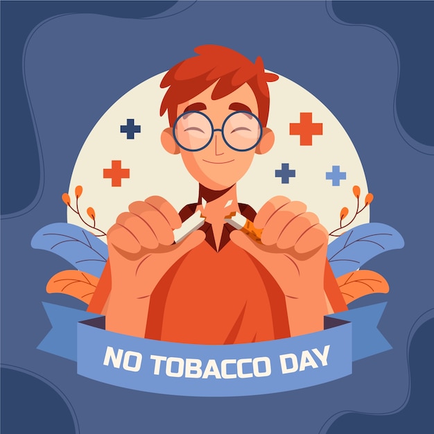 Flat no tobacco day illustration