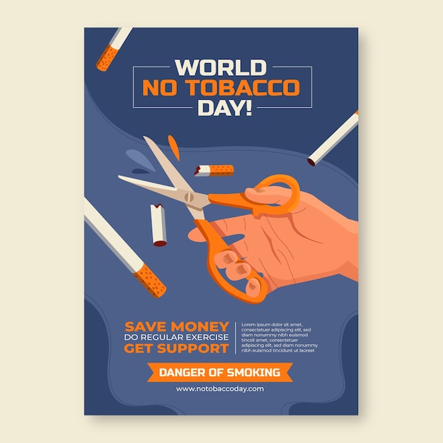 Free Vector flat no tobacco day vertical poster template