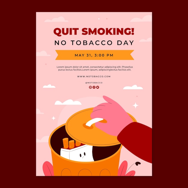 Free Vector flat no tobacco day vertical poster template