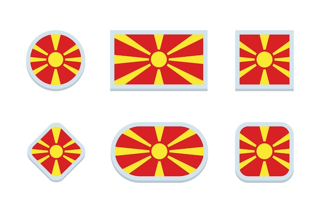 Free Vector flat north macedonia flags