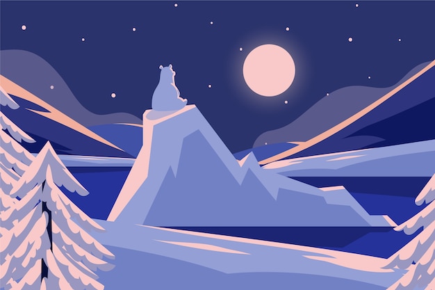 Flat north pole winter background