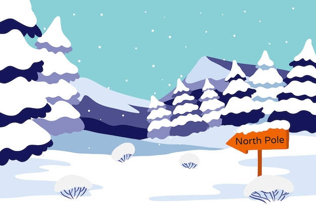 Free Vector flat north pole winter background