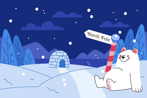 Free Vector flat north pole winter background