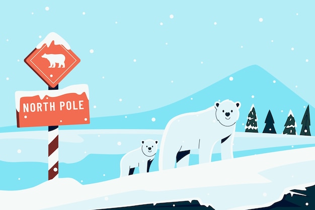 Free Vector flat north pole winter background