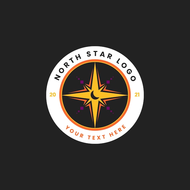 Flat north star logo template