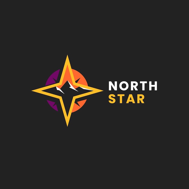 Flat north star logo template