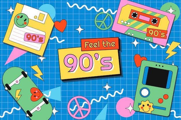 Flat nostalgic 90's background