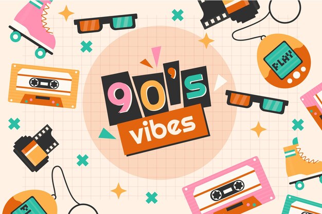 Flat nostalgic 90's background