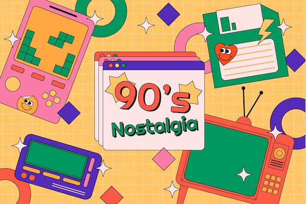 Free Vector flat nostalgic 90's background