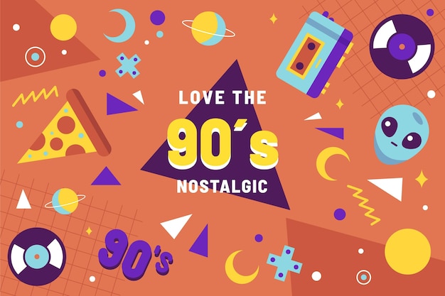 Flat nostalgic 90's background