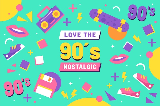 Flat nostalgic 90's background