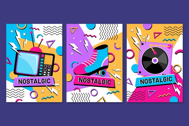 Flat nostalgic 90's covers collection