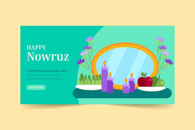 Flat nowruz horizontal banner template