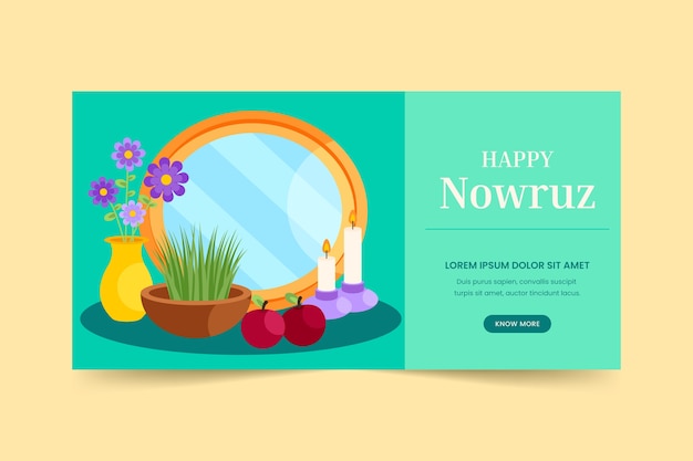 Flat nowruz horizontal banner template