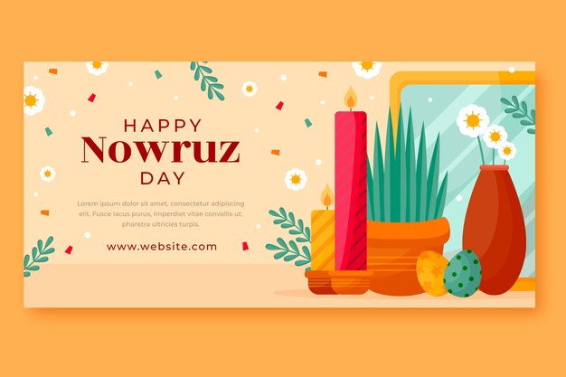 Flat nowruz horizontal banner template