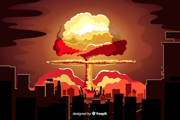 Flat nuclear bomb in a city