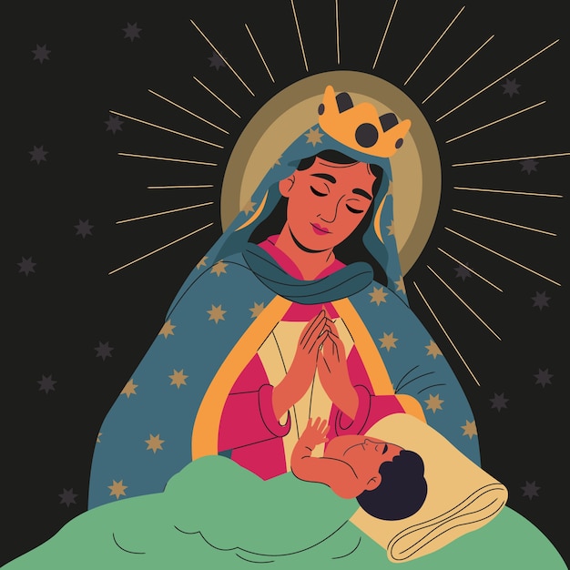 Free Vector flat nuestra senora de la altagracia illustration