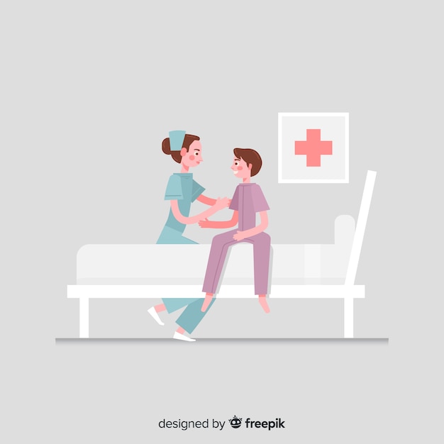 Free Vector flat nurse helping patient background