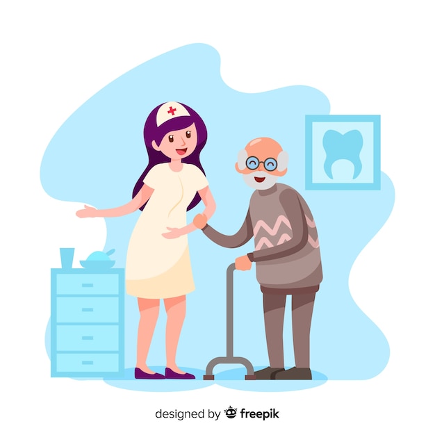 Free Vector flat nurse helping patient