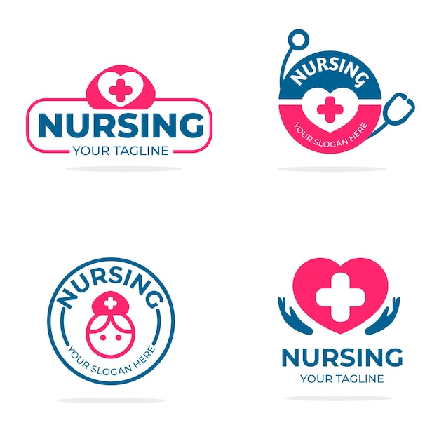 Flat nurse logo collection