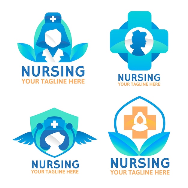 Free Vector flat nurse logo collection