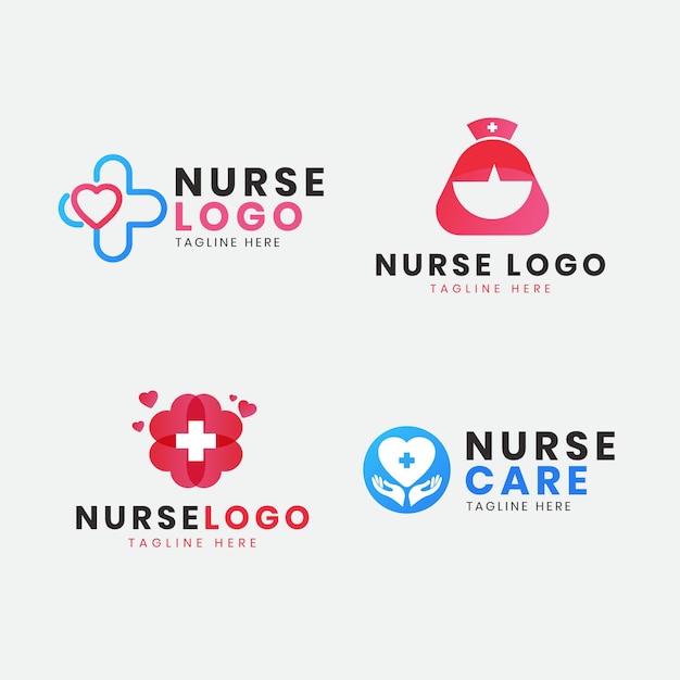 Flat nurse logo template collection