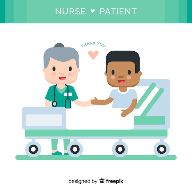 Flat nurse with patient