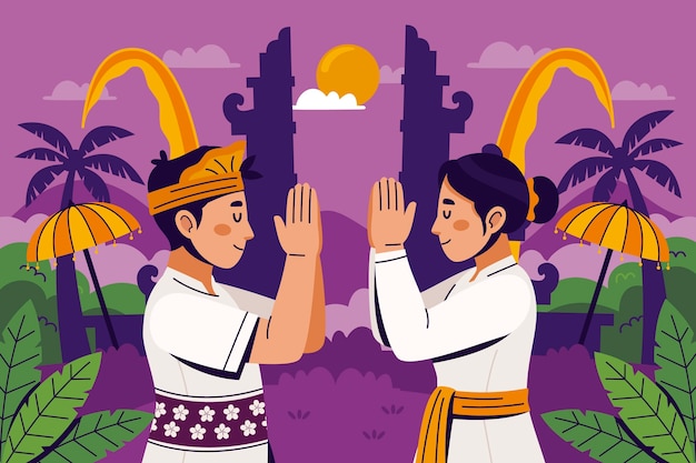 Free vector flat nyepi celebration background