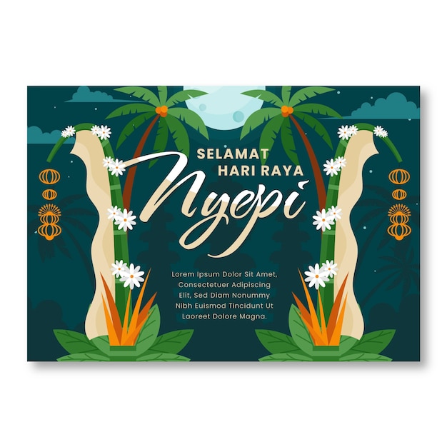 Free Vector flat nyepi greeting card template