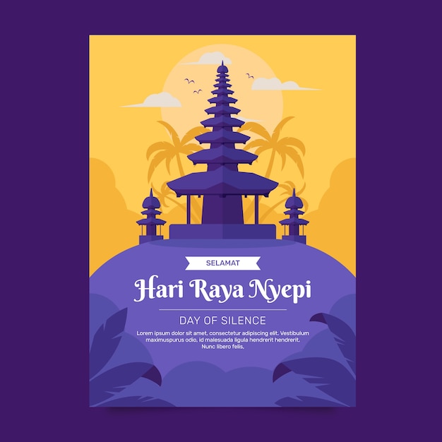 Flat nyepi greeting card template