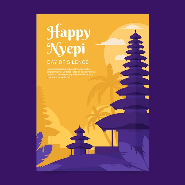 Flat nyepi greeting card template