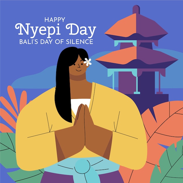 Flat nyepi illustration