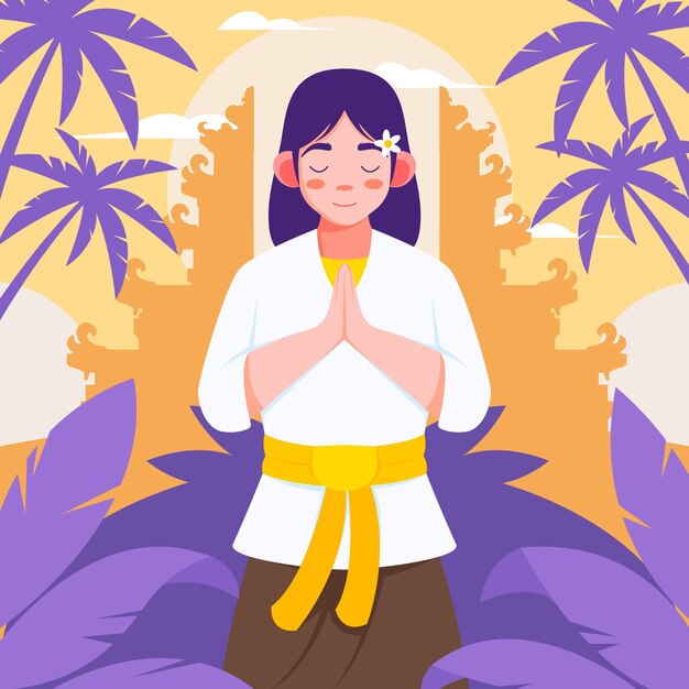 Flat nyepi illustration