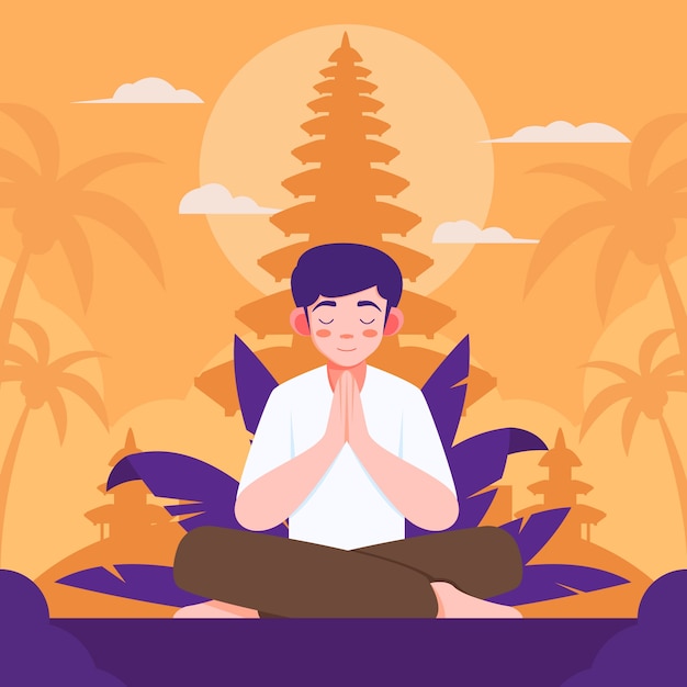 Flat nyepi illustration