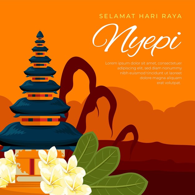 Flat nyepi illustration