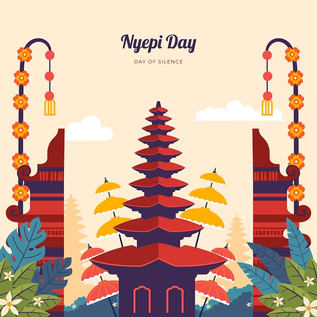 Flat nyepi illustration